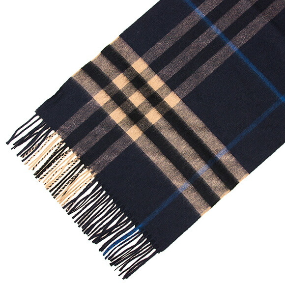 バーバリー BURBERRY カシミアマフラー （カシミヤ） インディゴ×キャメルチェック 80223461