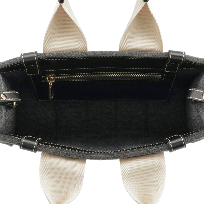 クロエ CHLOE ショルダーバッグ WOODY LOGO スモール リボン付き リサイクルフェルト グレー系 CHC21WS397 F37 053