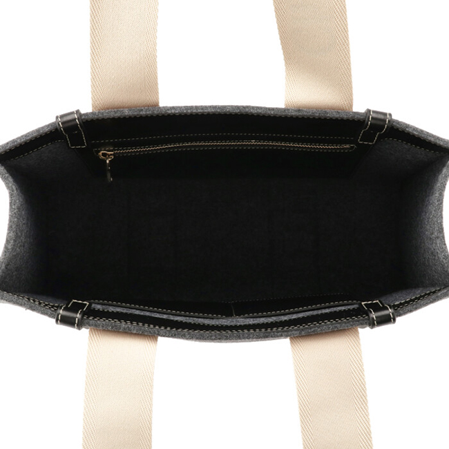 クロエ CHLOE トートバッグ WOODY LOGO ミディアム リボン付き リサイクルフェルト グレー系 CHC21WS383 F37 053