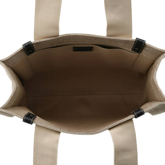 クロエ CHLOE トートバッグ WOODY LOGO ミディアム リボン付き コットンキャンバスバッグ ホワイト×ネイビー CHC21US383 E66 91J