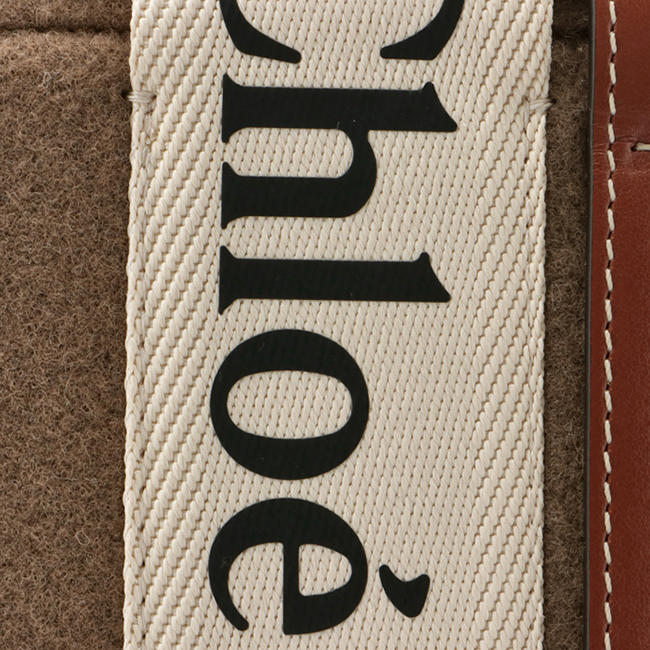 クロエ CHLOE ショルダーバッグ WOODY LOGO スモール リボン付き リサイクルフェルト ブラウン系 CHC21WS397 F37 26E