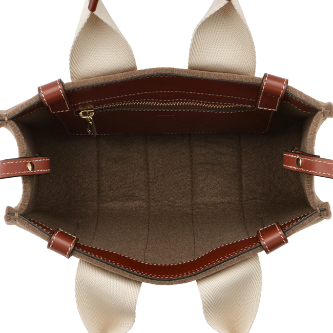 クロエ CHLOE ショルダーバッグ WOODY LOGO スモール リボン付き リサイクルフェルト ブラウン系 CHC21WS397 F37 26E