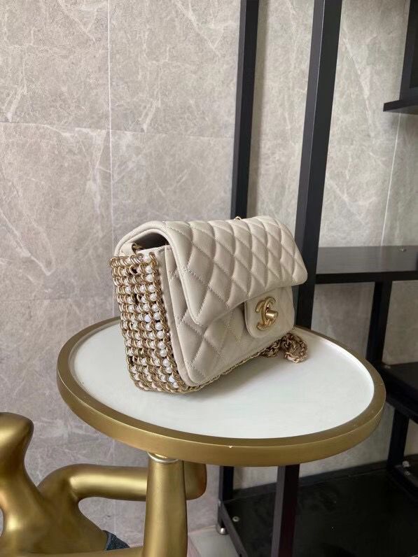 シャネル CHANEL フラップ バッグ ショルダー CC ラム パール マト AS1740 B02779 10601