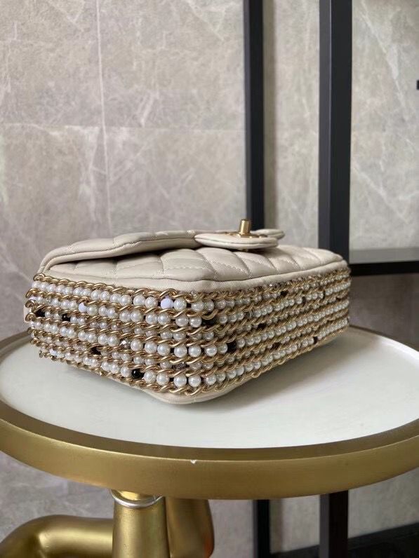 シャネル CHANEL フラップ バッグ ショルダー CC ラム パール マト AS1740 B02779 10601