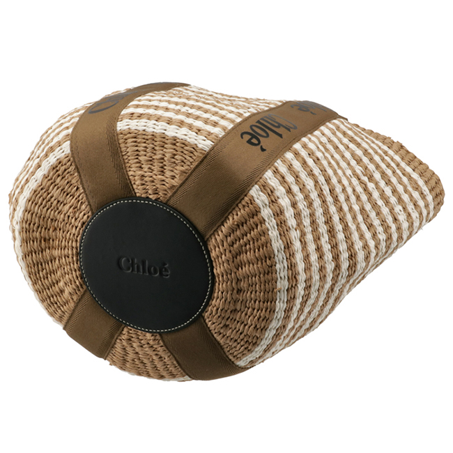 クロエ CHLOE トートバッグ WOODY LOGO ラージ バスケット リボン付き かごバッグ ブラウン系 CHC21US380 E65 20F