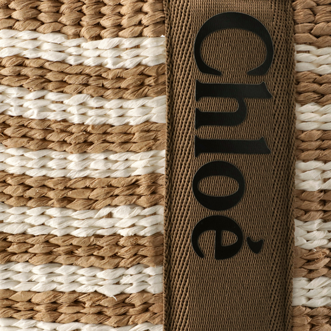 クロエ CHLOE トートバッグ WOODY LOGO ラージ バスケット リボン付き かごバッグ ブラウン系 CHC21US380 E65 20F