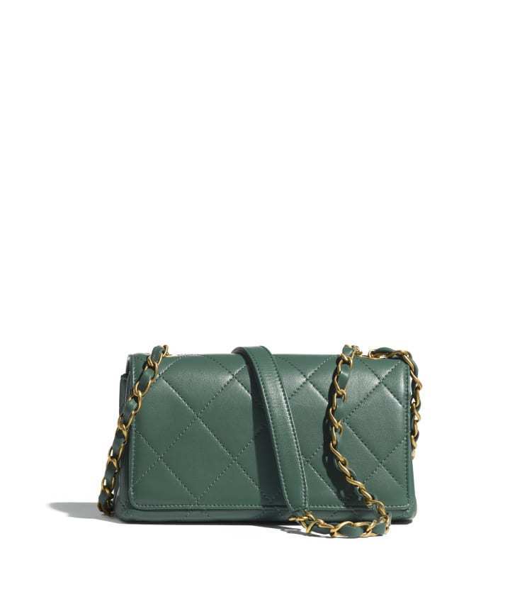CHANEL ミニフラップバッグ レジン マトラッセ グリーン AS2633 B05977 NC636