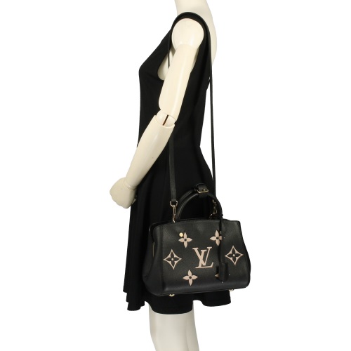 ルイ・ヴィトン LOUIS VUITTON ハンドバッグ モンテーニュBB モノグラム・アンプラント ブラック ベージュ M45778