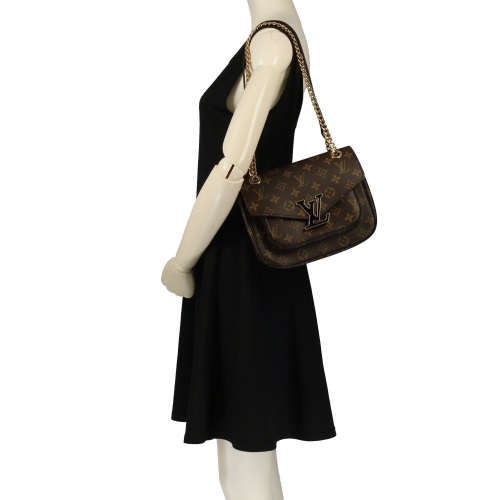 ルイ ヴィトン LOUIS VUITTON モノグラム パッシー チェーン ショルダー バッグ ブラウン ブラック M45592